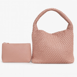 Products: Large Woven Tote - Blush Pink Statement Tote NZ