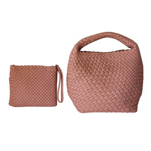 Products: Medium Woven Tote - Blush Pink Statement Tote NZ