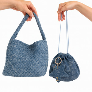 Products: Medium Woven Tote - Denim Statement Tote NZ