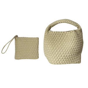 Products: Medium Woven Tote - Ecru Statement Tote NZ