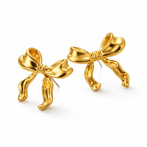 Large Bow Studs Gold Me The Label