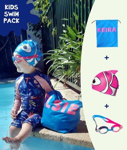 Kids Swim Pack Bundle - NZ-made swim bag + goggles + cap