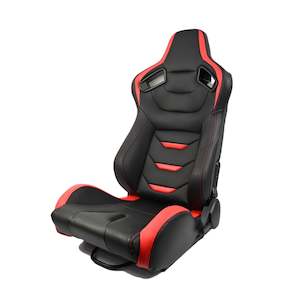 Reclinable Seats: Bucket Seat Reclinable - Sport Style Black/Red