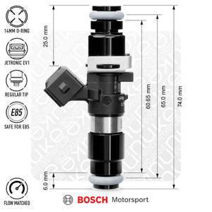 Nuke Bosch injector 1462cc, 65mm (EV14L), 6pcs flow matched (Order in)