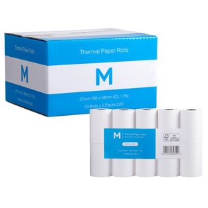 Thermal Paper Roll White, 57mm x 38mm, 1 Ply, (10pc pack)