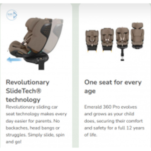Maxi cosi Emerald 360 Pro Black 0-12Y Rotating SlideTech