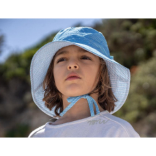 Fashion: Acorn Azure Reversible Bucket Hat Blue and White