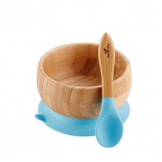 Products: Avanchy bamboo baby suction bowl & spoon blue