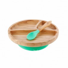 Avanchy bamboo toddler suction plate & spoon green