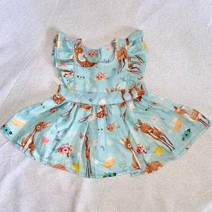 Baby Clothing Accessories: Blue Deer Pinafore Dress