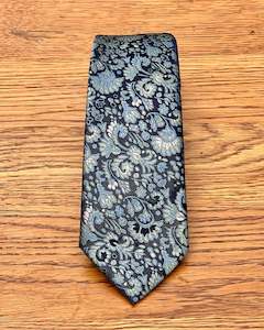 The Tie Company | Floral Tie | Blue on Black Ground