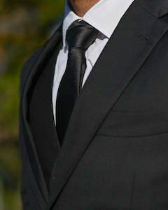 Wedding Suit Hire New Zealand: WEDDING SUIT HIRE | Black Silk-look Tie TO HIRE