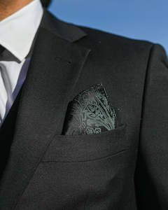 Black Tie Suit Hire New Zealand: BLACK TIE SUIT HIRE | Green Paisley Pocket Square TO HIRE