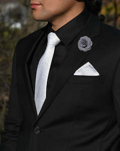 School Ball Suit Hire New Zealand: SCHOOL BALL-FORMAL SUIT HIRE | White Satin Paisley Tie TO HIRE