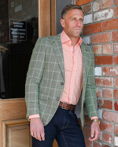 Blazers Jackets: Daniel Hechter | Sports Coat | Cotton-Linen Mix | Green Plaid
