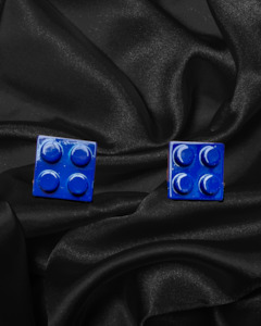 Cufflinks Lapel Pins Tie Pins: Cufflinks | Small Squares of Lego | Blue