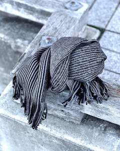 Scarves: AUTN Australia | Black and Grey Striped Scarf | CLEARANCE