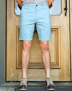 Bottom Half: Berlin Havana Shorts | Stretch Cotton Blend | Blue with Contrasting Cuffs