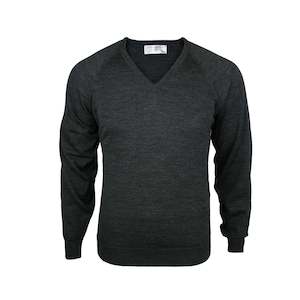 Knitwear For Men Super Fine Merino Pullovers Vests Zippered Pullovers: Silverdale | V-Neck Pullover | Fine Merino | Charcoal