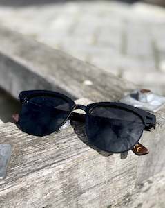 Sunglasses: Electric Pukeko Sunglasses - Black Frames with Grey Polarised Lenses & Dark Wood Arms