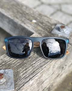Sunglasses: Electric Pukeko Sunglasses - Blue Frame with Zebrano Wood Arms