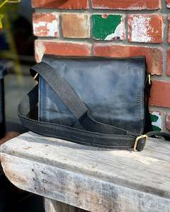Leather Bags And Satchels: Back Road New Zealand | Black Shoulder Bag | Genuine Leather
