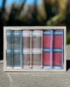 Handkerchiefs: Eskay | Mens Handkerchief 6-Pack | 100% Cotton | Grey - Brown - Red