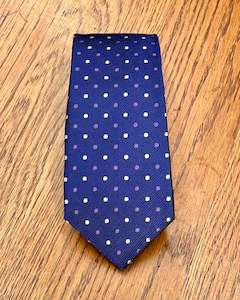 Munns Menswear Online Clearance Quality Menswear Discounted: Michel Rouen | Pure Silk Tie | Purple with White & Pale Purple Dots | CLEARANCE
