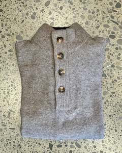 Top Half Jackets Shirts Waistcoats Pullovers Sweaters For Men: Berlin | Pure Lambswool 3/4 Zip-Neck Jumper | Oatmeal