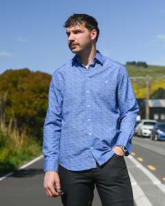 Portobello Road | Long-sleeve Shirt | Iron-cheater Fabric | Blue Dots