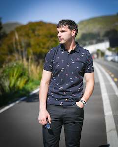 Brakeburn | Polo Shirt | Beach Motif | Navy Blue