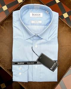 Boston | Liberty Plain Collar Single Cuff Business Shirt | Blue
