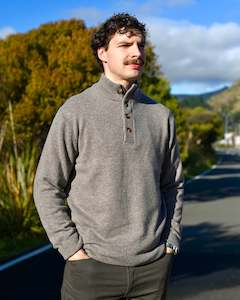 Berlin | Pure Lambswool 3/4 Zip-Neck Jumper | Light Grey