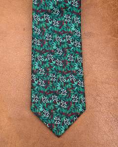 Buckle | Tie & Matching Pocket Square | Green Leaves & White Flowers