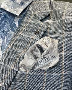 Pocket Squares: Parisian | Pocket Square | Silver Paisley Microfibre