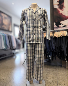 Pajamas: Lichfield | Long Pajamas | 100% Summer-weight Cotton | Grey Plaid