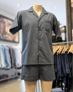 Pajamas: Lichfield | Short Pajamas | 100% Summer-weight Cotton | Black & White Check