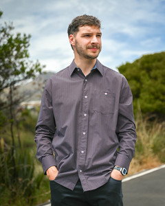 Lichfield Lifestyle | Long-sleeve Shirt | 100% Cotton | Purple with Leaf Motif