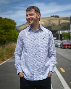 Lichfield Lifestyle | Long-sleeve Shirt | 100% Cotton | Navy Diamond