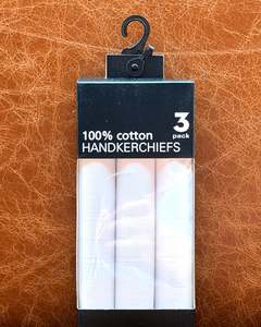 Accessories For Men Hats Sunglasses Scarves Belts Ties: Mens Handkerchief 3-Pack | Cotton |  White