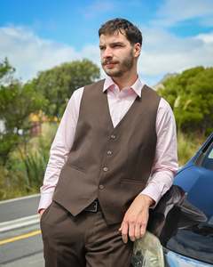 Savile Row | Linen-Wool Mix Waistcoat | Abram | Brown