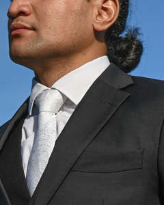 WEDDING SUIT HIRE | White Satin Paisley Tie TO HIRE