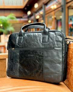 Pierre Cardin | Large Satchel | Genuine Leather | Detachable Shoulder Strap | Black