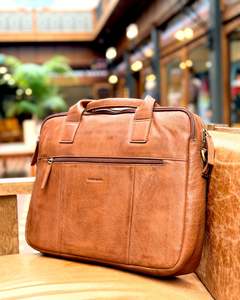 Pierre Cardin | Large Satchel | Genuine Leather | Detachable Shoulder Strap | Tan