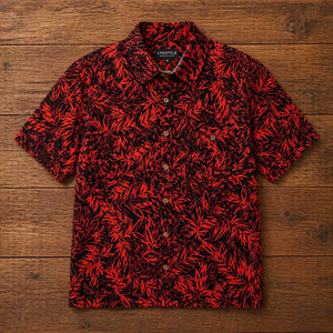 CLEARANCE | Lifestyle Botanical Short Sleeve Shirt – Red/Black
