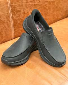 Skechers | Genuine Leather Slip-on Shoes | Black