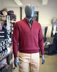 Lichfield | 100% Merino Wool Pullover With 1/4 Zip | Crimson Red