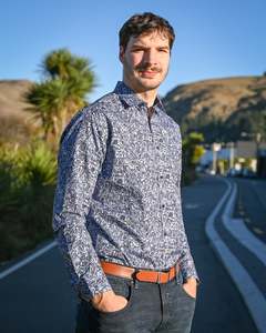 MechMoto | Long-sleeve Shirt | 100% Cotton | Blue Pattern