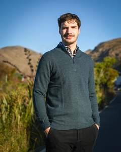 Lichfield | Merino Pullover With 1/4 Zip | Denim | 100% Merino (Copy)