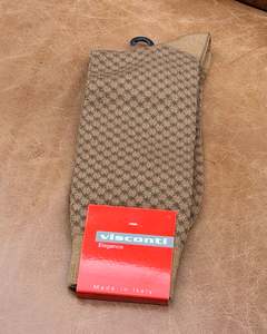 Visconti Socks | Cotton Blend | 1 pair | Tan with Diamond Pattern